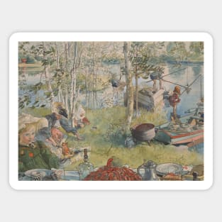 Crayfishing. From A Home by Carl Larsson Magnet